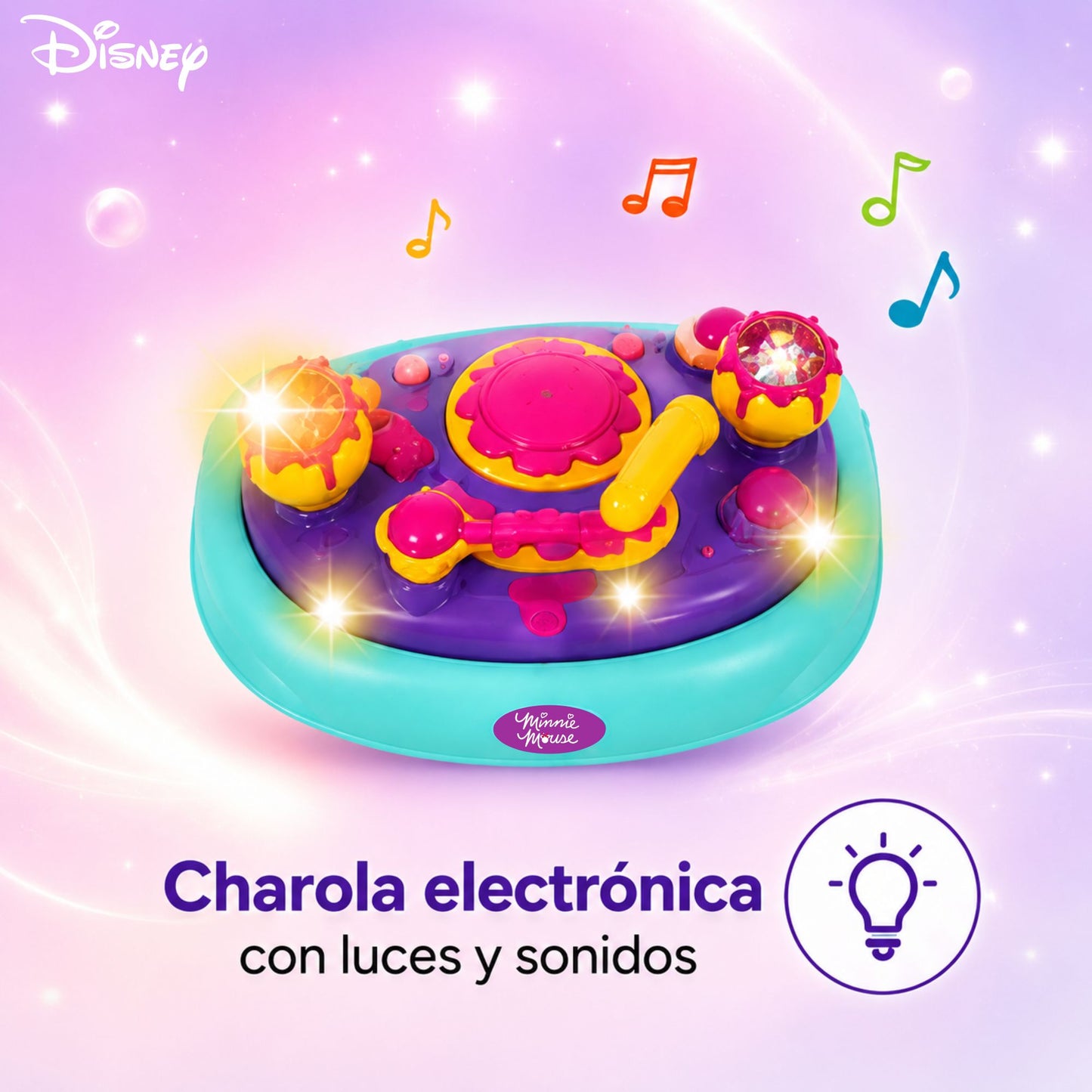 Andadera Minnie Disney Rosa Con Tablero Interactivo Musical y Asiento Comodo