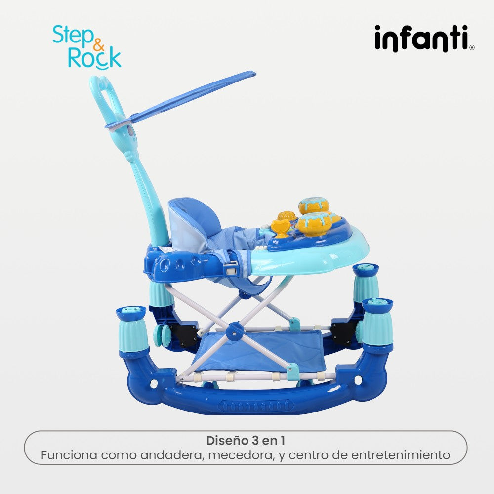 Infanti Andadera Step And Rock Convertible A Mecedora Con Barra De Empuje