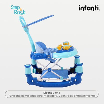 Infanti Andadera Step And Rock Convertible A Mecedora Con Barra De Empuje