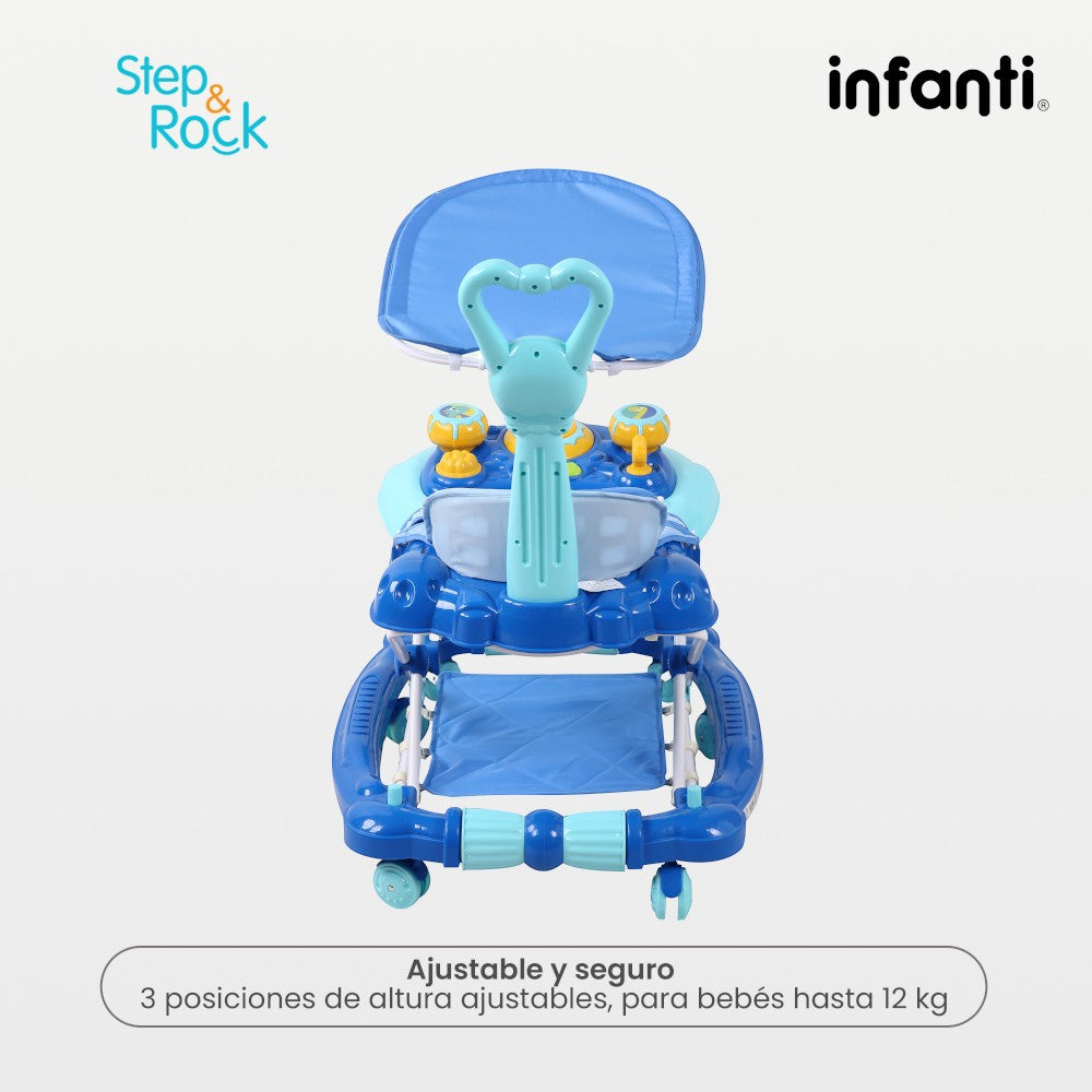 Infanti Andadera Step And Rock Convertible A Mecedora Con Barra De Empuje