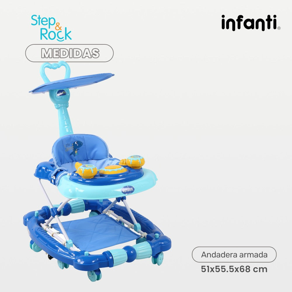 Infanti Andadera Step And Rock Convertible A Mecedora Con Barra De Empuje