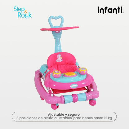 Infanti Andadera Step And Rock Convertible A Mecedora Con Barra De Empuje