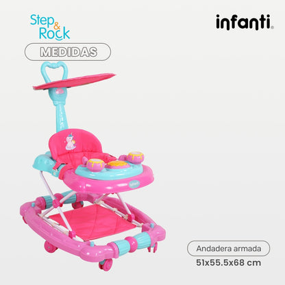 Infanti Andadera Step And Rock Convertible A Mecedora Con Barra De Empuje