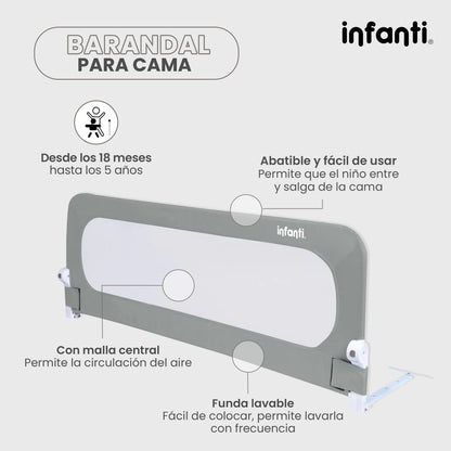 Barandal de Seguridad para Cama Infanti Color Gris