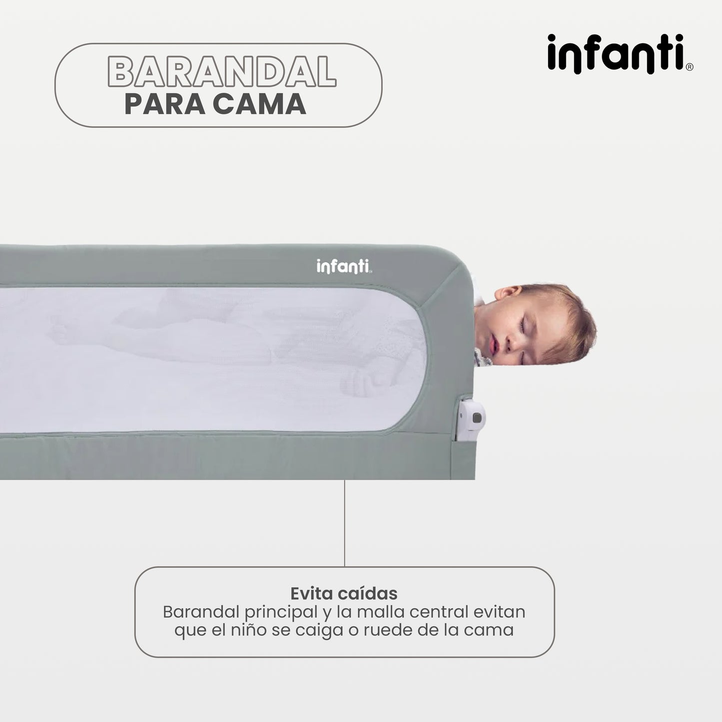 Barandal de Seguridad para Cama Infanti Color Gris