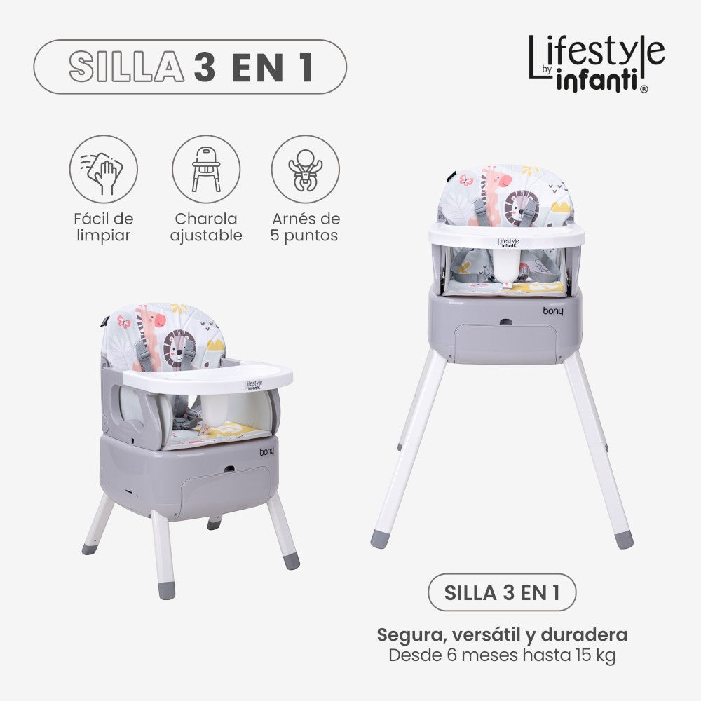 Silla Alta 3 En 1 Para Bebé Lifestyle By Infanti, Bony