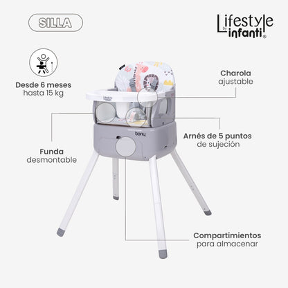 Silla Alta 3 En 1 Para Bebé Lifestyle By Infanti, Bony