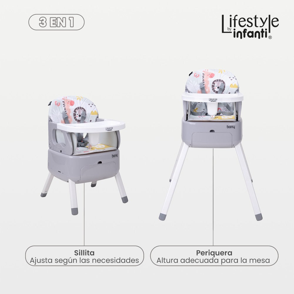 Silla Alta 3 En 1 Para Bebé Lifestyle By Infanti, Bony