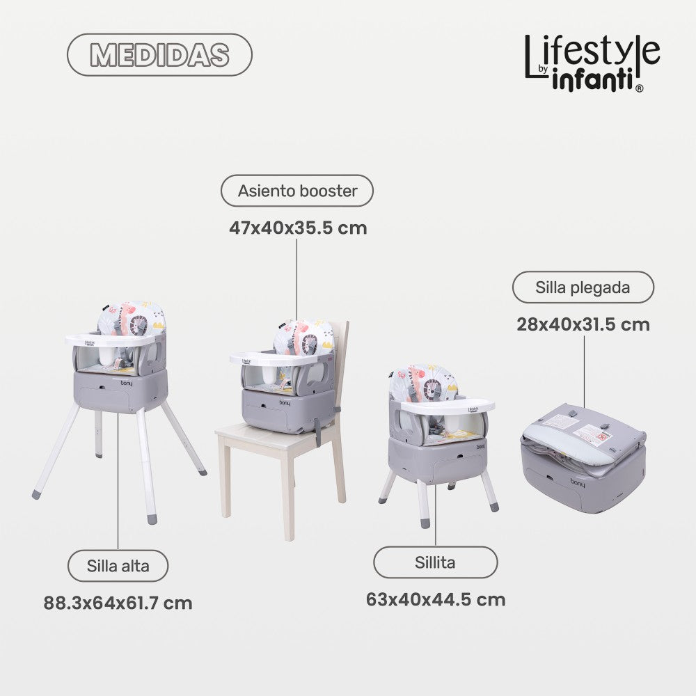 Silla Alta 3 En 1 Para Bebé Lifestyle By Infanti, Bony
