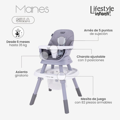 Silla Alta Manes Para Comer Lifestyle by Infanti 7 en 1