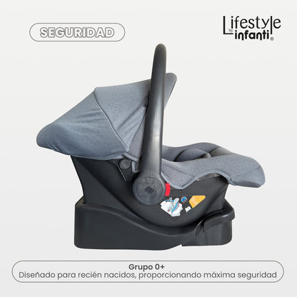 Autoasiento Porta Bebé Color Gris Con Base Para Carro