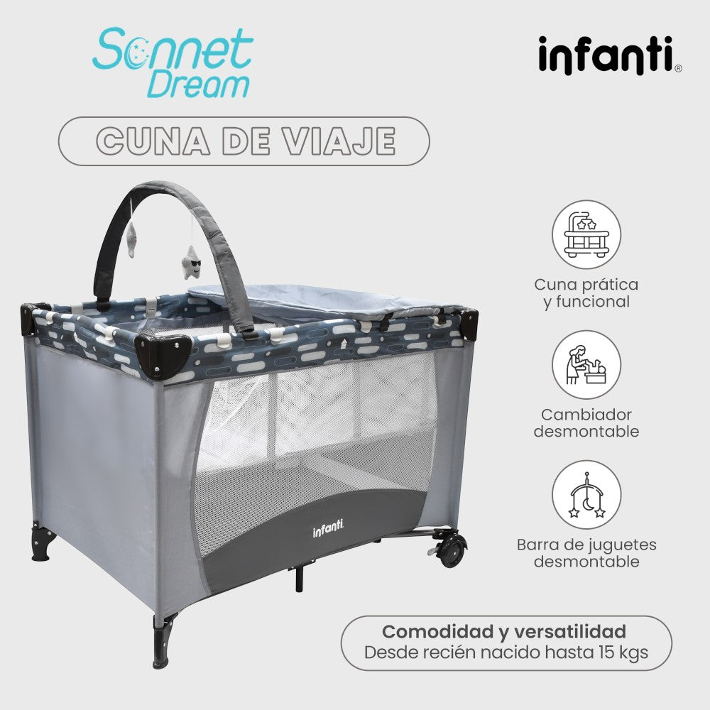 Cuna De Viaje Con Juguetero Y Cambiador