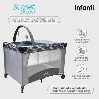 Cuna De Viaje Con Juguetero Y Cambiador