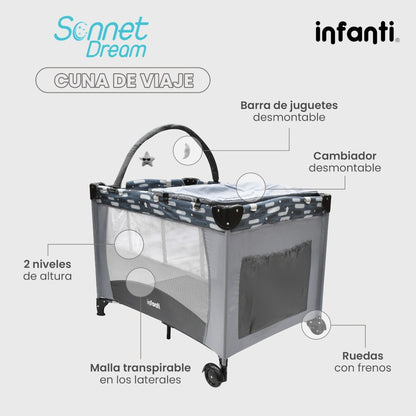 Cuna De Viaje Con Juguetero Y Cambiador