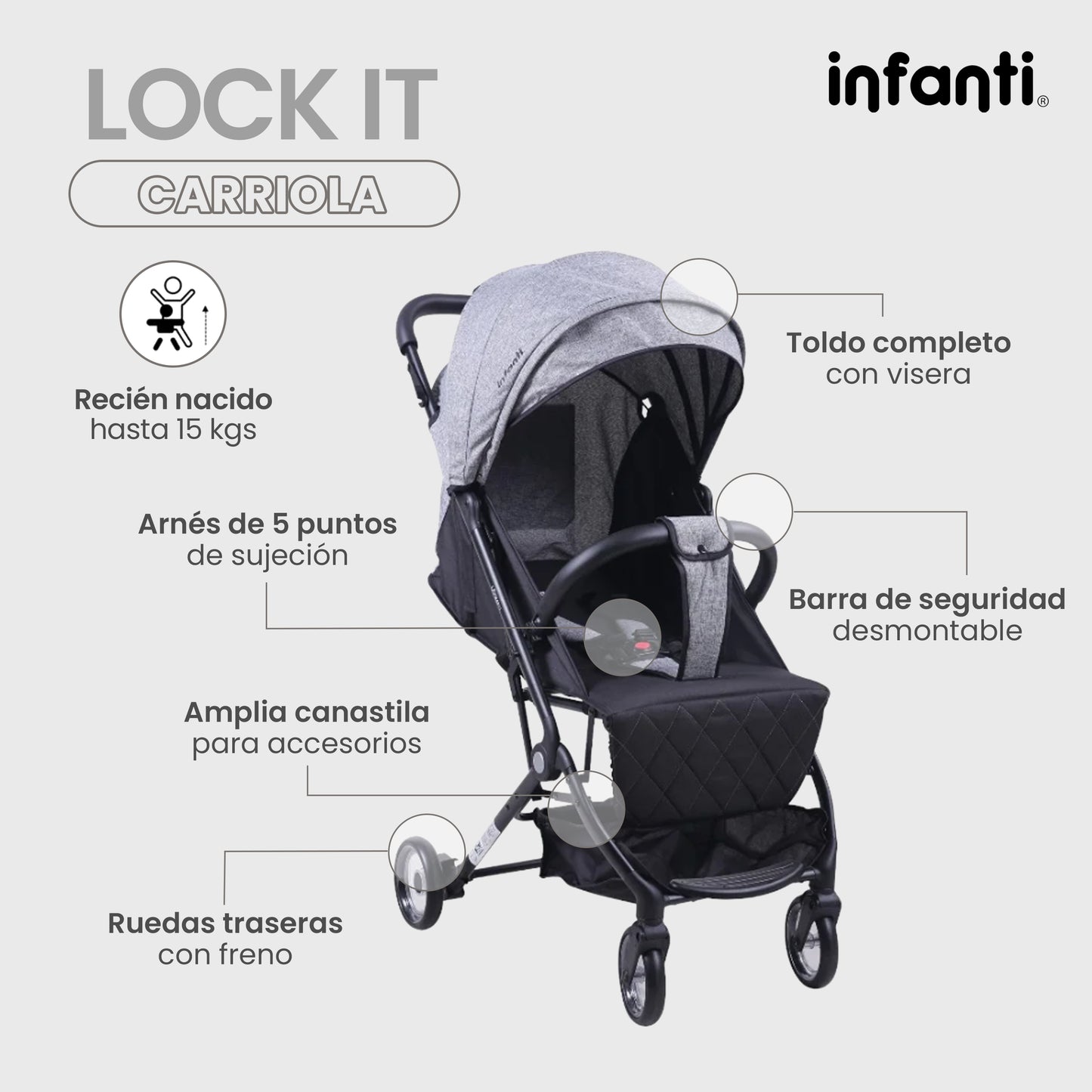 Carriola Tipo Maleta Lock It Lite Ligera y Compacta