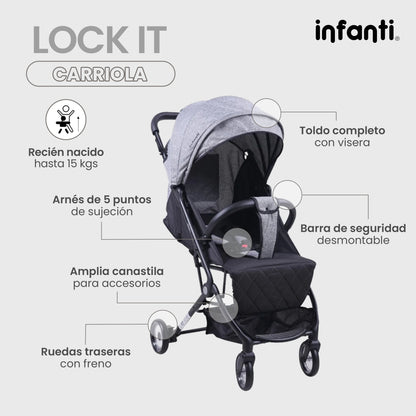 Carriola Tipo Maleta Lock It Lite Ligera y Compacta