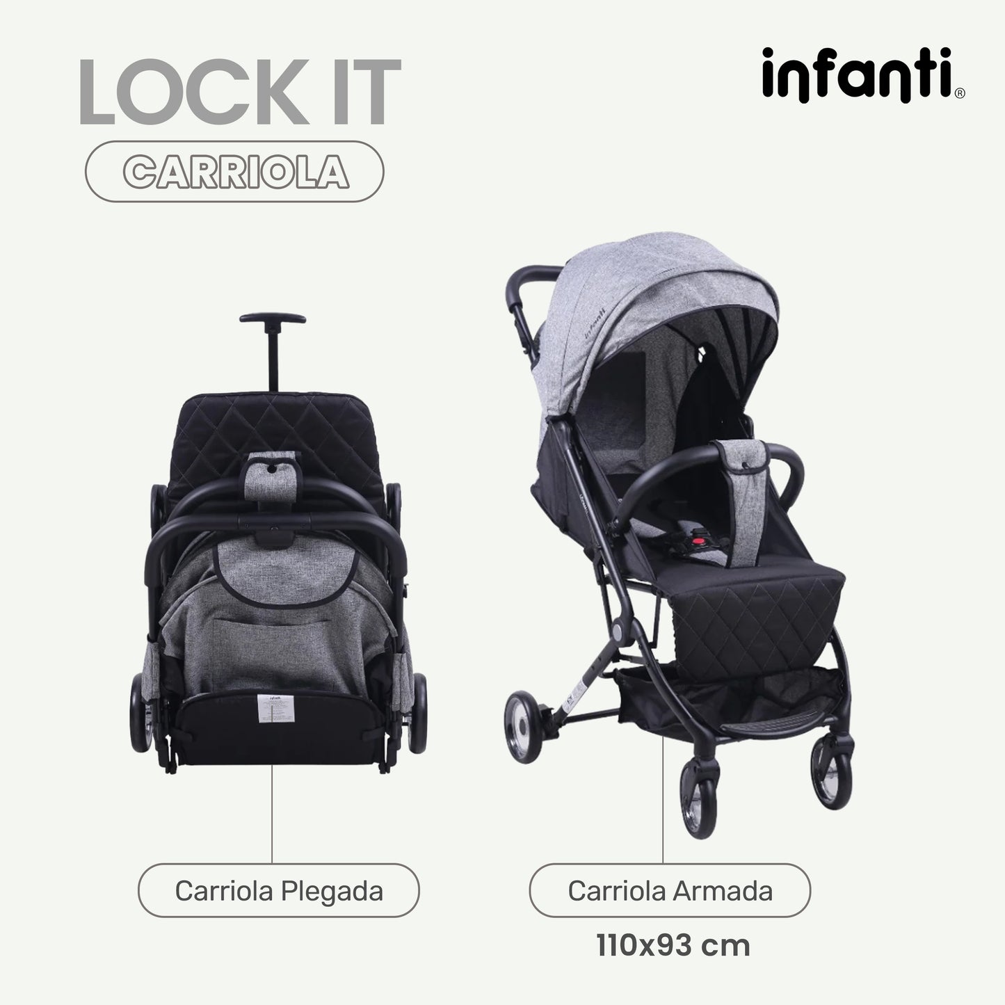 Carriola Tipo Maleta Lock It Lite Ligera y Compacta