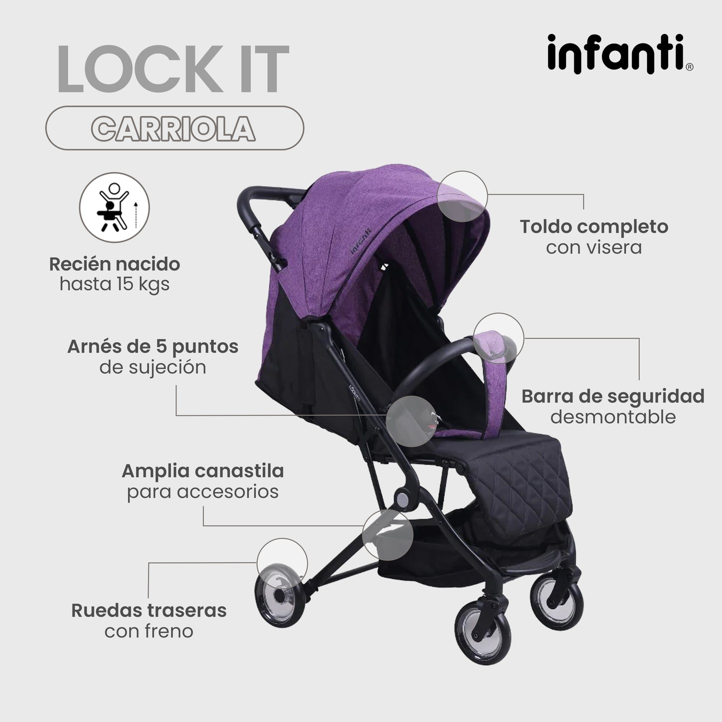 Carriola Tipo Maleta Lock It Lite Ligera y Compacta