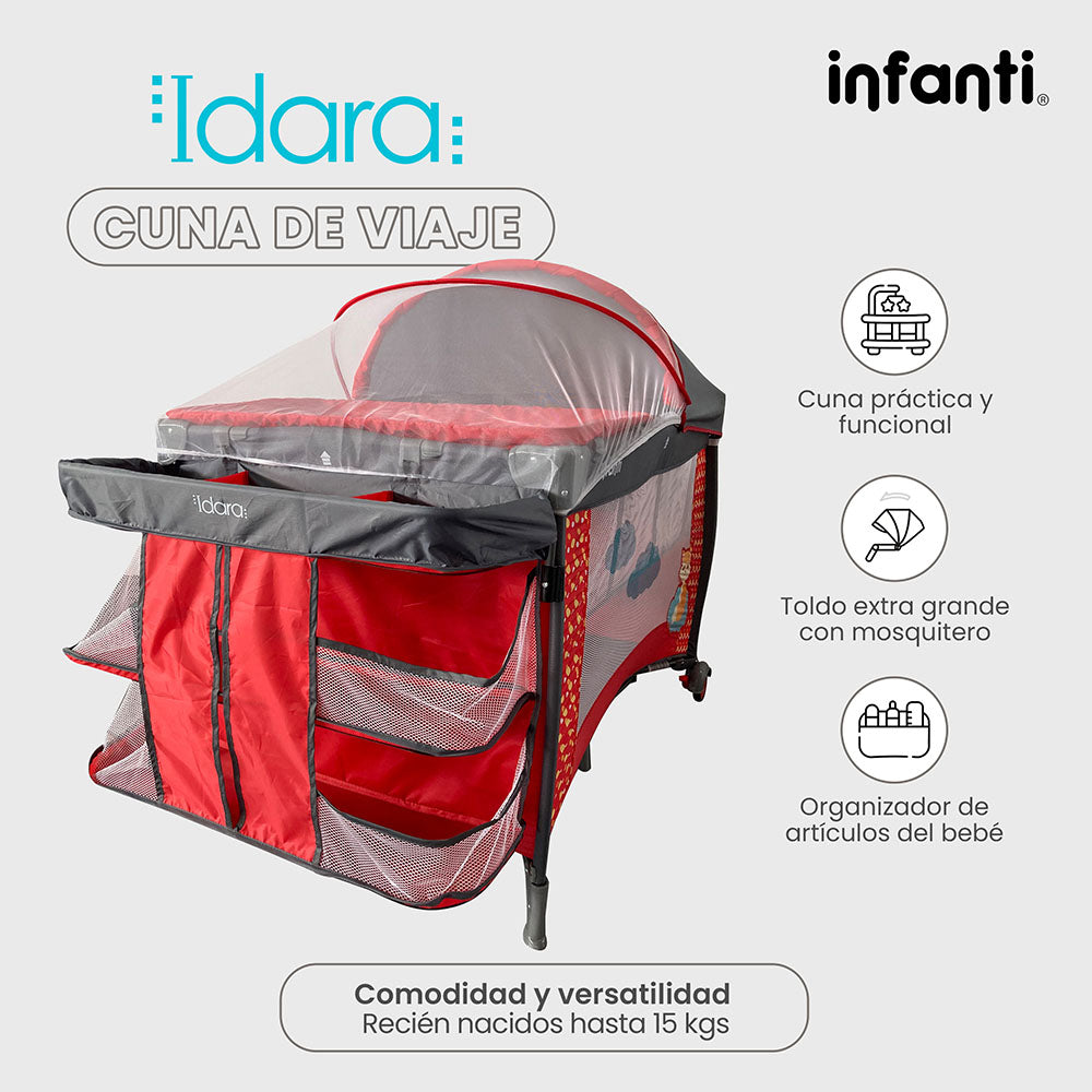 Cuna De Viaje Con Mosquitero, Organizador Y Cambiador