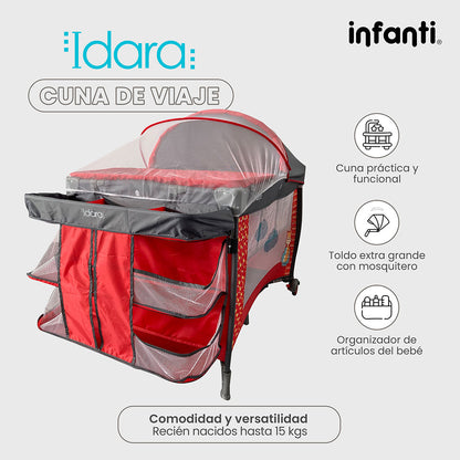 Cuna De Viaje Con Mosquitero, Organizador Y Cambiador