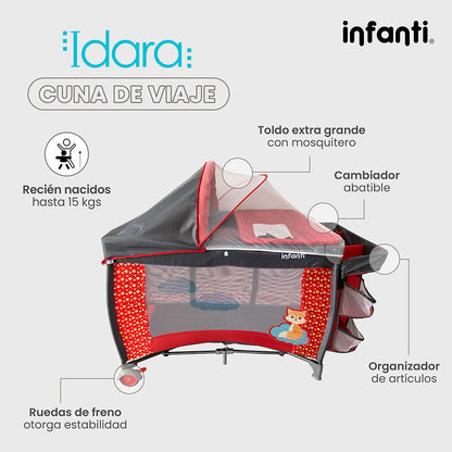 Cuna De Viaje Con Mosquitero, Organizador Y Cambiador