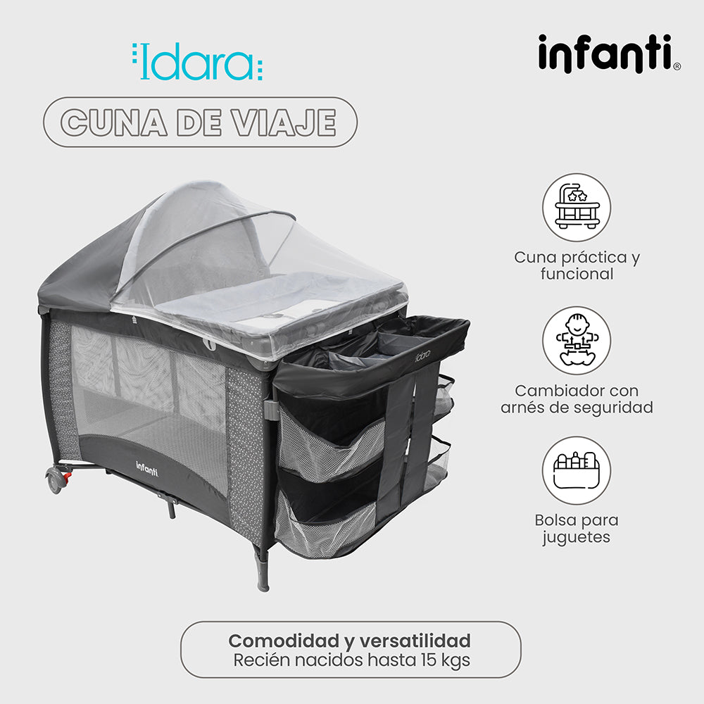 Cuna De Viaje Con Mosquitero, Organizador Y Cambiador