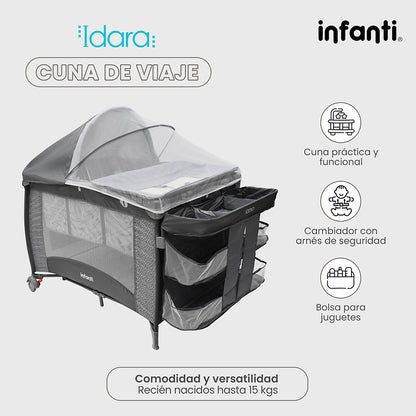 Cuna De Viaje Con Mosquitero, Organizador Y Cambiador
