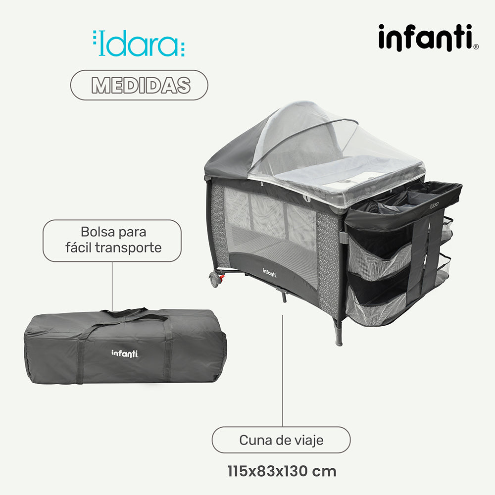 Cuna De Viaje Con Mosquitero, Organizador Y Cambiador
