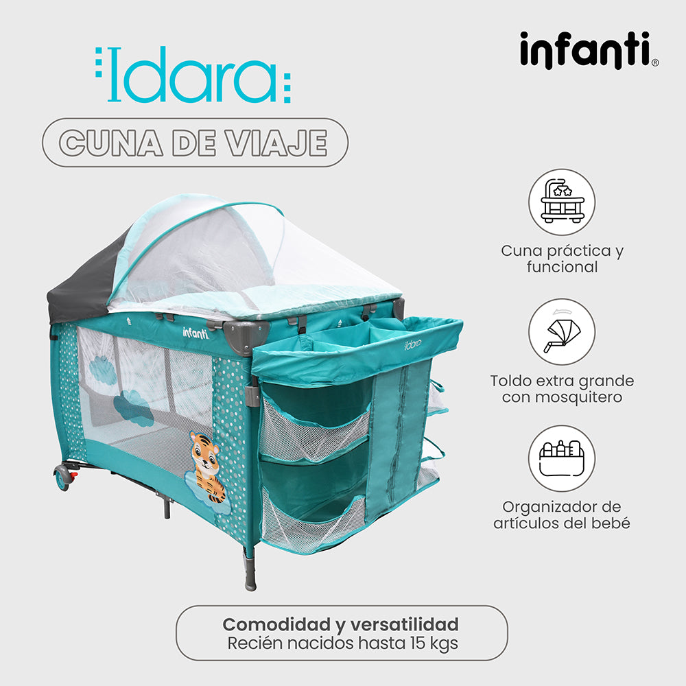 Cuna De Viaje Con Mosquitero, Organizador Y Cambiador