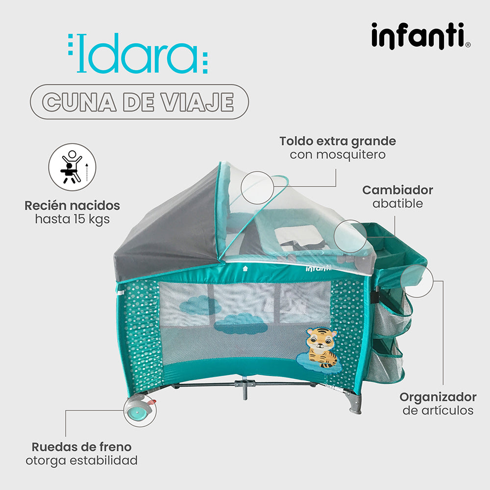 Cuna De Viaje Con Mosquitero, Organizador Y Cambiador