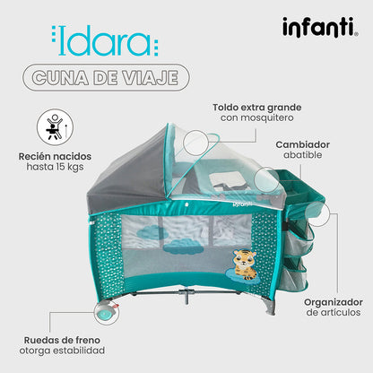 Cuna De Viaje Con Mosquitero, Organizador Y Cambiador