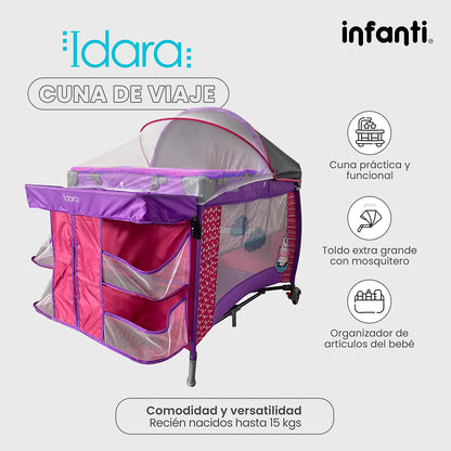 Cuna De Viaje Con Mosquitero, Organizador Y Cambiador