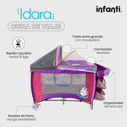 Cuna De Viaje Con Mosquitero, Organizador Y Cambiador