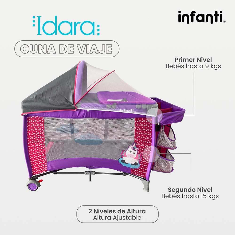 Cuna De Viaje Con Mosquitero, Organizador Y Cambiador