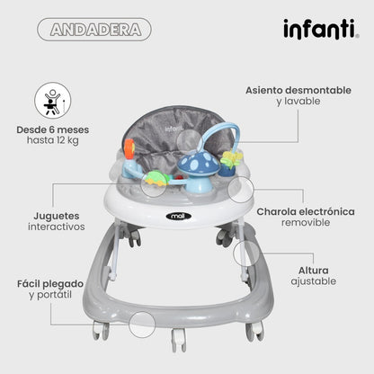 Andadera Mali Infanti Charola Musical y Removible