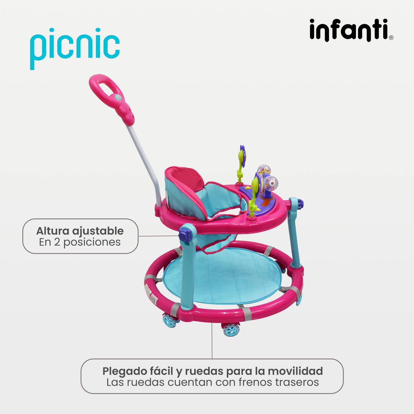 Andadera Plegable Para Bebé Con Barra De Empuje