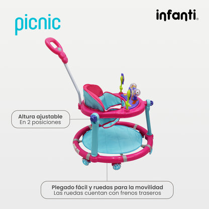 Andadera Plegable Para Bebé Con Barra De Empuje