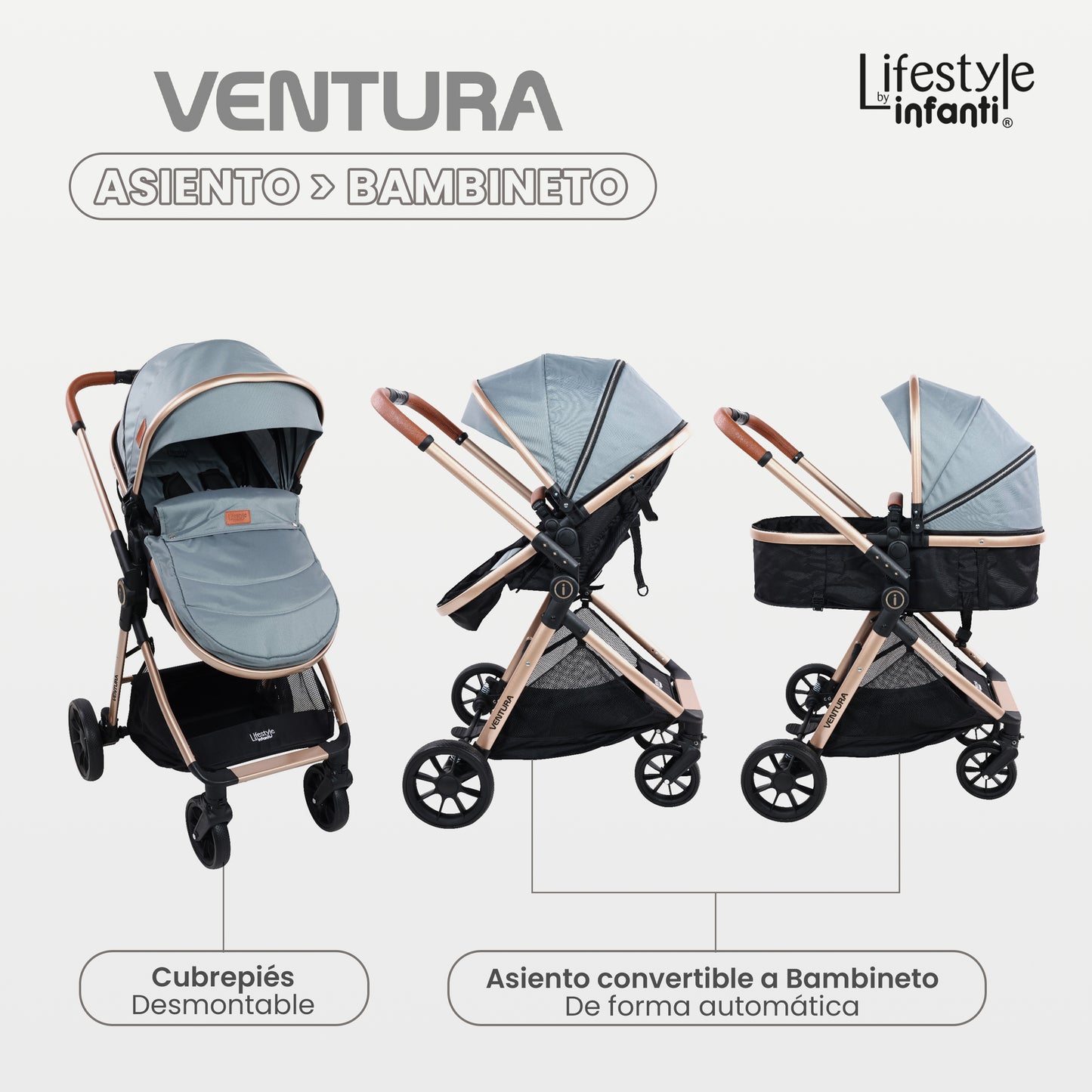 Carriola Travel System Con Base Ventura Lifestyle By Infanti Color Gris