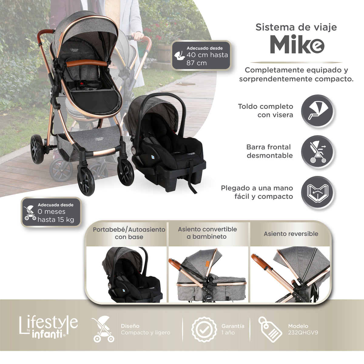 Stroller With Travel System Convertible To Bambineto 