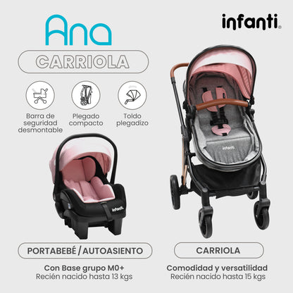 Carriola Ana Infanti Con Sistema De Viaje Convertible A Bambineto