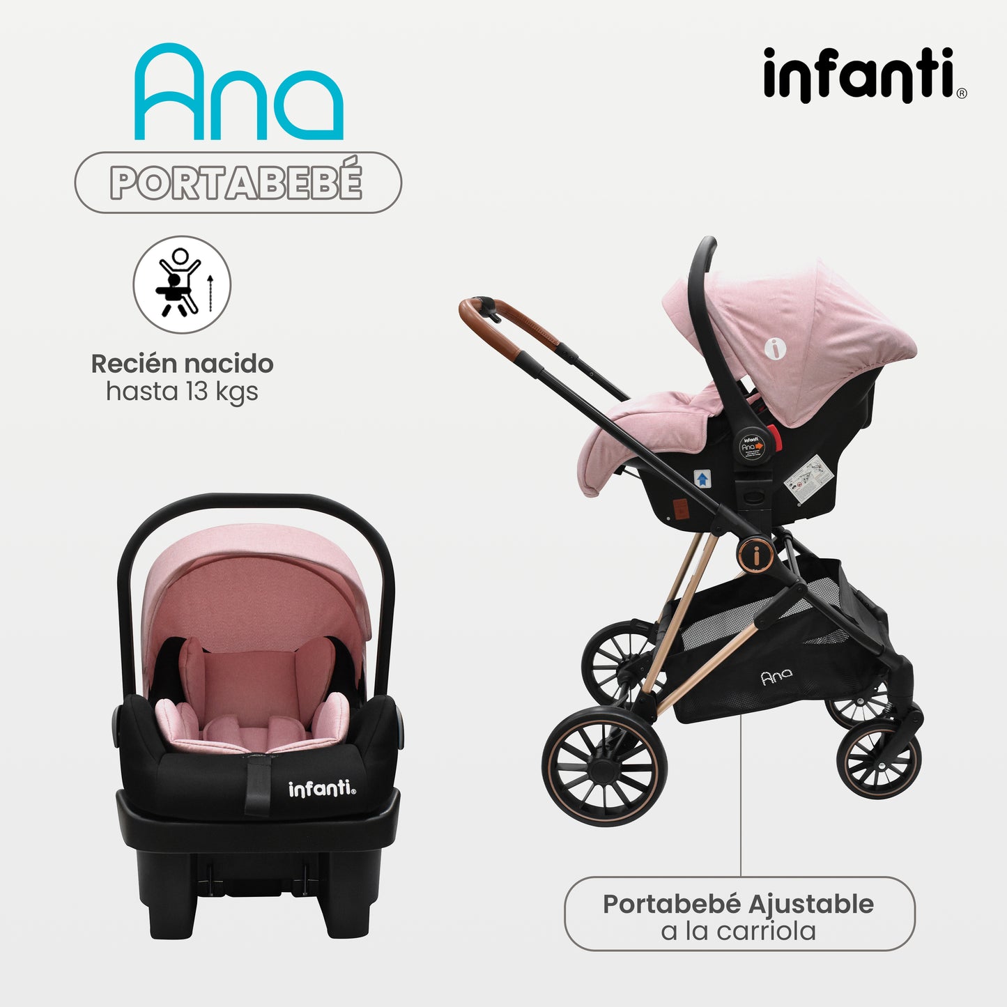 Carriola Ana Infanti Con Sistema De Viaje Convertible A Bambineto