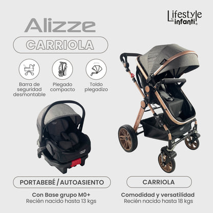 Carriola Para Bebé Sistema De Viaje Negro Alizze Lifestyle