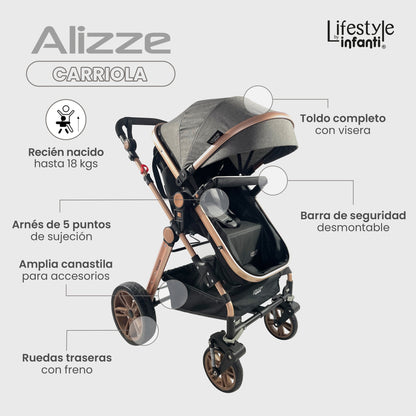 Carriola Para Bebé Sistema De Viaje Negro Alizze Lifestyle