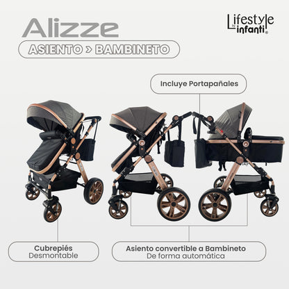 Carriola Para Bebé Sistema De Viaje Negro Alizze Lifestyle