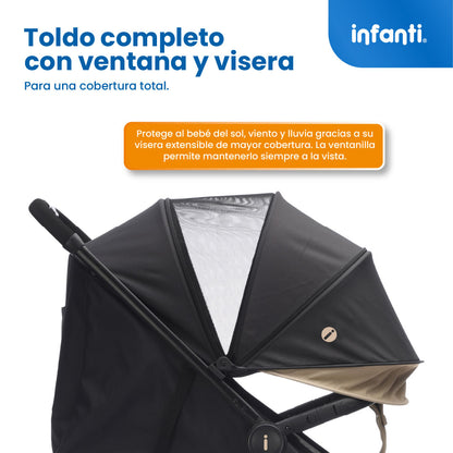 Carriola Grace Arena Con Toldo Completo Plegado Fácil Compacto Soporta Hasta 22 kg, Infanti