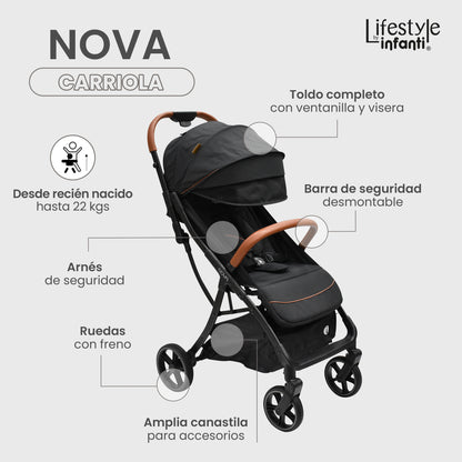 Carriola Para Bebé Infanti Nova Con Plegado Automático Negra