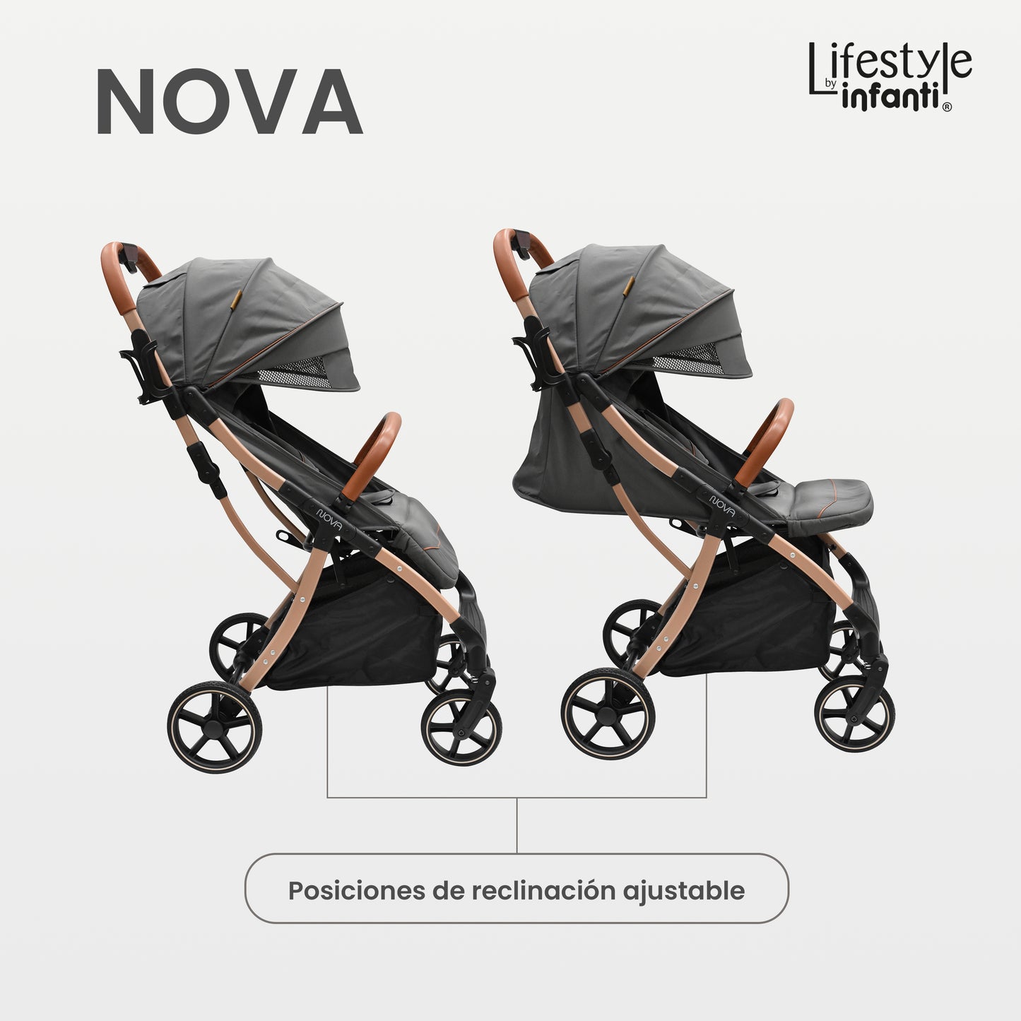 Carriola Para Bebé Infanti Nova Con Plegado Automático Gris