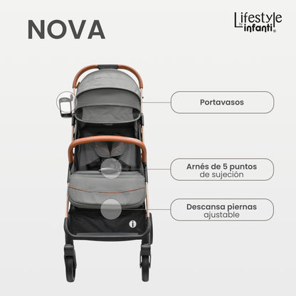Carriola Para Bebé Infanti Nova Con Plegado Automático Gris