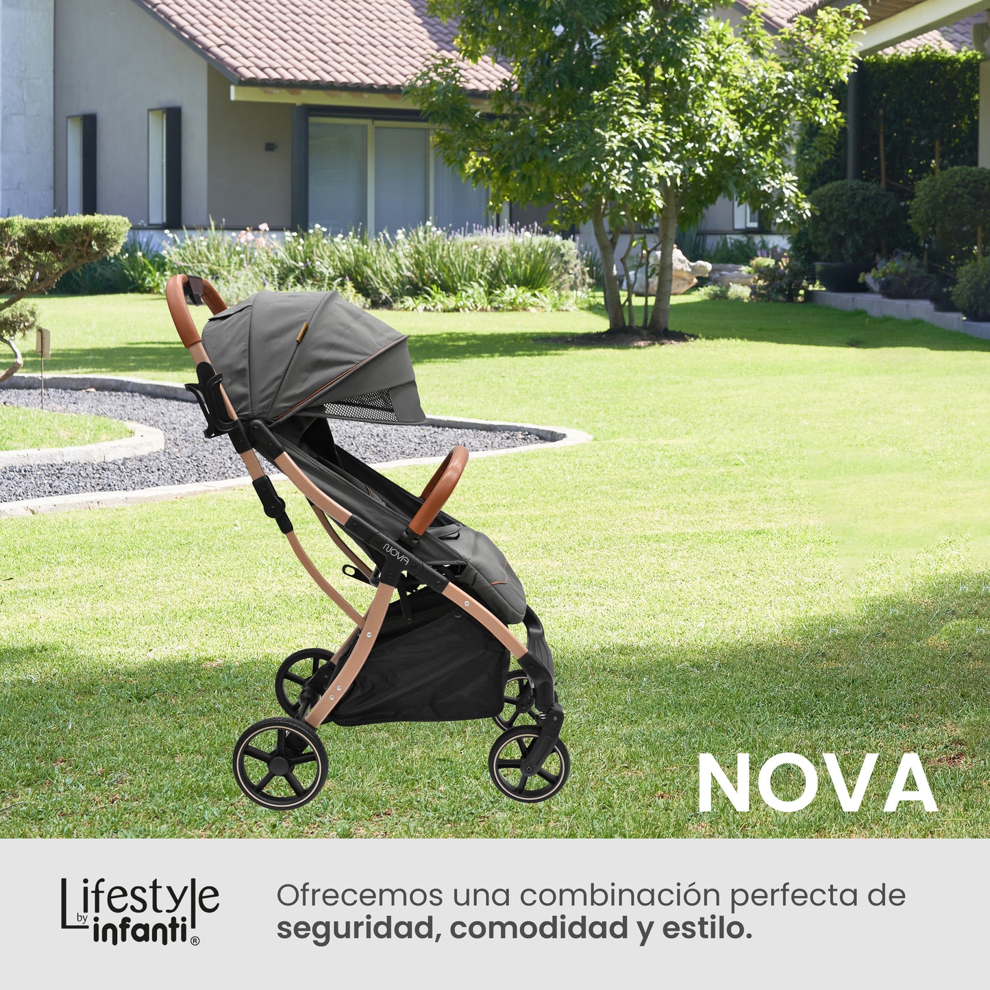 Carriola Para Bebé Infanti Nova Con Plegado Automático Gris