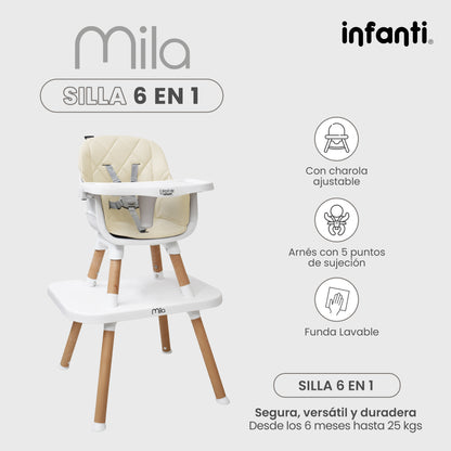 Silla Alta Lifestyle by Infanti Mila 6 en 1 Color Beige